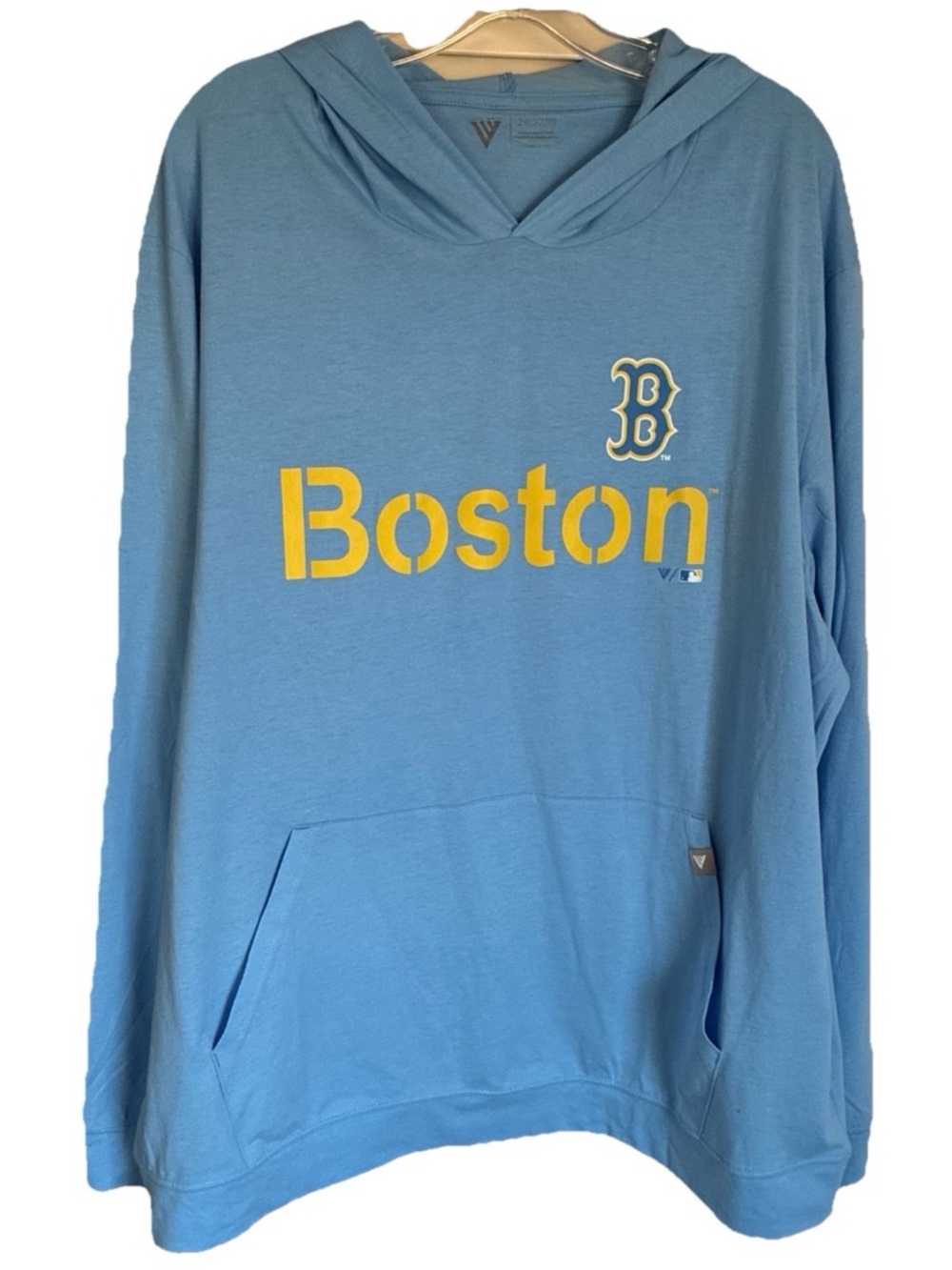 Men's XXL Levelwear Yellow Logo Boston Pullover Hoodie Blue Front Pocket